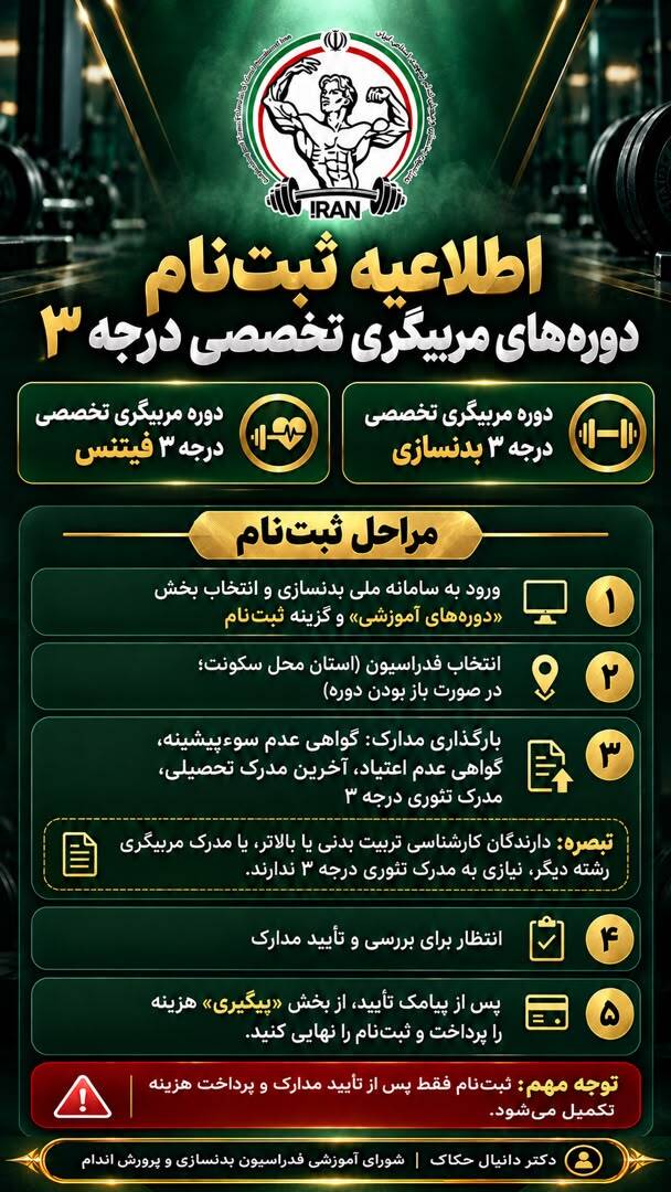 ثبت نام مربيگری بدنسازی